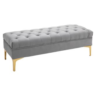 HOMCOM Banco Tapizado Para El Pie De La Cama, Estilo Cl&aacute;sico Y Elegante, Dimensiones 118 Cm De Largo X 45 Cm De Ancho X 42 Cm De Alto, Patas De Metal Dorado,