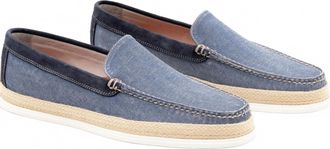 Martin Dingman Mens Venetian Washed Canvas Loafer In Ocean