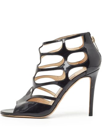Jimmy Choo London 110mm cut-out sandals - women - Leather/Patent Leather/Leather - 37 - Black