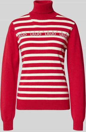 Liu Jo Slim Fit Rollkragenpullover aus Viskose-Mix in Strick-Optik in Dunkelrot, Größe XXL