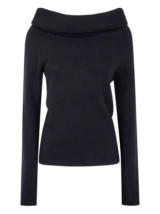 Nuur cowl-neck ribbed sweater - Black