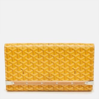 Goyard Monte Carlo Bois Yellow Goyardine Coated Canvas And Leather Clutch