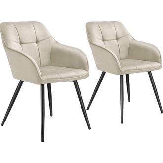 TecTake Dining Chair Marilyn Set Of 2 - Cream/Black in Cream | Size: 2 Pack