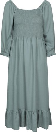 Mountain Warehouse Dames Cadiz Rimpeld Lange Mouw Midi Jurk (Khaki Groen)