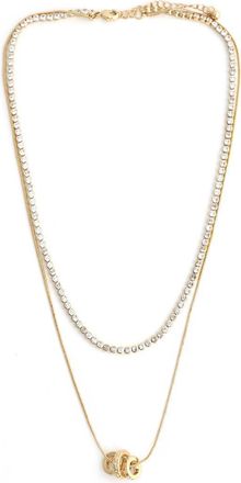 Panacea Tennis & Barrel Pendant Layered Necklace in Gold at Nordstrom