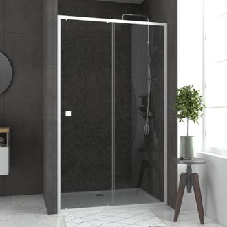Aurlane Aurlane - Puerta De Ducha Corredera Blanca 120x185cm + Plato 90x120 Cm - Whity Slide
