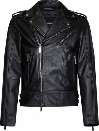 Dsquared2 Kiodo Leren Jas - Heren - Leren en Su&egrave;de Jassen - Zwart - L - Leer - Jassen