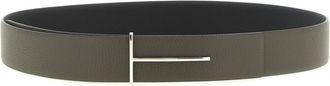 Tom Ford Olive Green T Buckle Reversible Belt