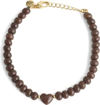 Madewell Puffy Heart Beaded Bracelet in Dark Chicory at Nordstrom