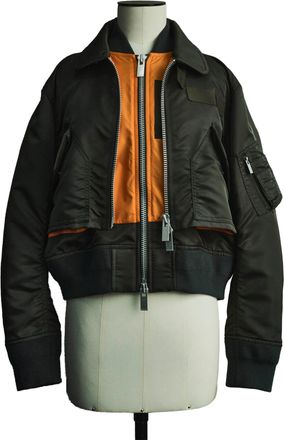 sacai Womens Blouson Hybride Nylon Twill Kaki Fonc&eacute; Khaki Jacket