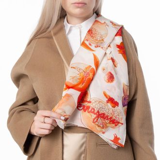 Ferragamo Pomegranate and Fig Print Silk Scarf