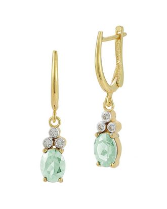 I.Reiss Company 14K 2.29 Ct. Tw. Diamond & Green Amethyst Dangle Earrings