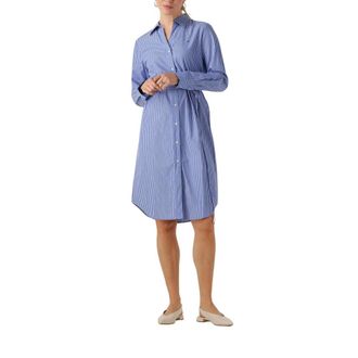 Tommy Hilfiger Kleedjes, Dames, Blauw, S, Poplin Overhemdjurk voor Zonnige Dagen