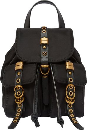 Pinko Nylon Backpack with Gold-Colored Metal Details