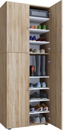 ebuy24 Gabinete De Zapato De Madera Vcm Dimensiones: An. 70 X Al. 184 X T. 40 Cm Gabinete Todo Uso 9 Compartimentos 4 Puertas Giratorias - Lona (sonoma Oak (