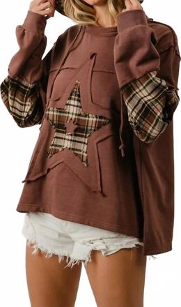 Bibi Star Memories Long Sleeve Hooded Top In Brown