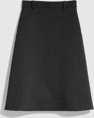 Gucci GG Cotton Blend Midi Skirt, Black