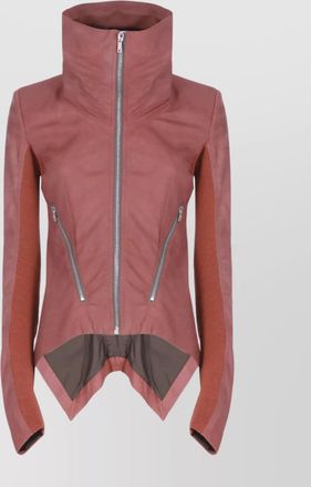 Rick Owens asymmetric hem leather jacket pockets