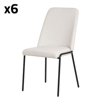 ML Design Set de 6 Sillas de comedor beige de poli&eacute;ster tapizado patas de metal