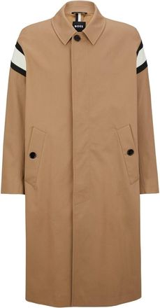 HUGO BOSS Mens Reedland Solid Patterned Over Coat in Beige - Size 40 (Chest)