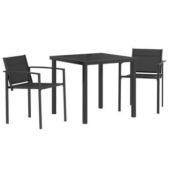 vidaXL Juego De Muebles De Exterior 3 Pcs Negro Y Antracita Textileno Vidaxl