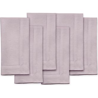 Solino Home Linen Dinner Napkins - Classic Hemstitch - Set of 6, 20 x 20 in Lilac at Nordstrom, Size Large