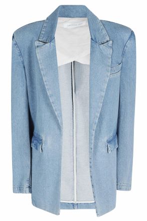 Federica Tosi Denim Open Flap-Pockets Cotton Denim Blazer