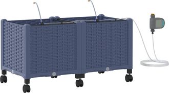 vidaXL Maceta De Jard&iacute;n Con Riego Y Ruedas 2 Uds. Gris Pp Vidaxl