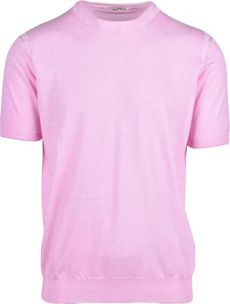 KANGRA Pink Crew Neck Cotton Knit Top