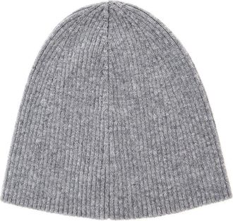 Saint Laurent Mens Grye Beanie With Logo Patch Grey Cashmere Hat