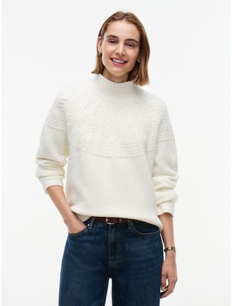 Tommy Hilfiger Womens Relaxed Fit Fair Isle Mockneck Sweater - Rich Cream - XXL