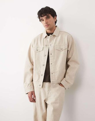 Asos Giacca di jeans trucker regular fit &eacute;cru in coordinato-Neutro