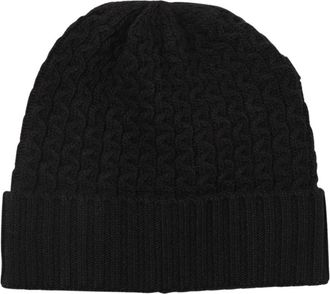 Emporio Armani Zwarte Cable Knit Beanie Hat - Heren - Hoeden - Zwart - M - Wol - Accessoires