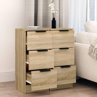 Berkfield Home Sideboards 2 pcs Sonoma Oak 30x30x70 cm Engineered Wood in Natural | Size: 30 x 30 x 70 cm