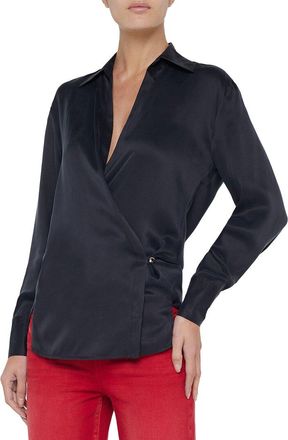 L'agence Lagence Sora Wrap Front Silk Blouse