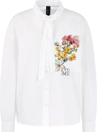 Marc Cain Blusa de Algod&oacute;n con Corbata - Blouses & Shirts - Mujer - Blanco - S