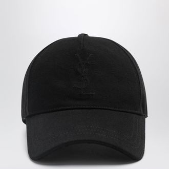 Saint Laurent Cassandre black cotton baseball cap
