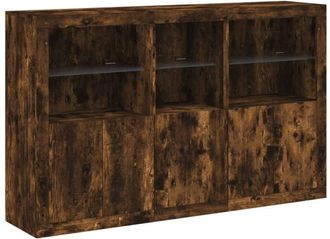 vidaXL Aparador Con Luces Led Roble Ahumado 162x37x100 Cm Vidaxl