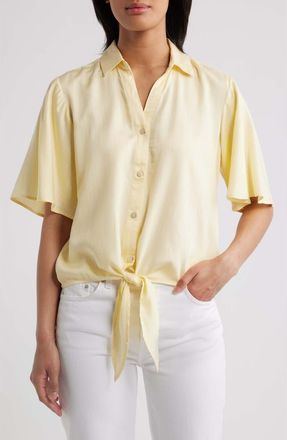 Beach Lunch Lounge Roxanna Tie Hem Shirt in Pale Banana at Nordstrom, Size X-Large
