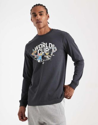 adidas Fifa world cup 26 - T-shirt a maniche lunghe grigia con mascotte-Grigio