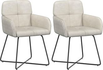 vidaXL Sillas De Comedor 2 Uds. Terciopelo Crema 59 X 56,5 X 86 Cm Vidaxl