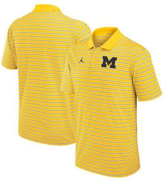 Jordan Brand Mens Jordan Brand Maize/White Michigan Wolverines Primetime Victory Striped Performance Polo at Nordstrom, Size Xxx-Large