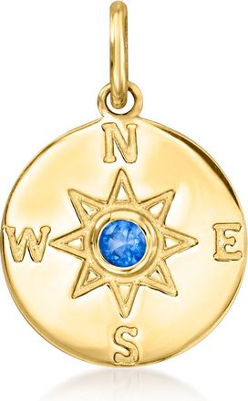 RS Pure by Ross-Simons Sapphire Compass Charm in 14kt Yellow Gold