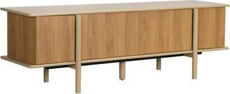 Oviala Mueble para tv efecto madera con 4 puertas 180 cm crema