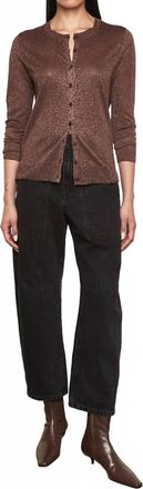 Enza Costa Lam&eacute; Knitted Cardigan In Brown