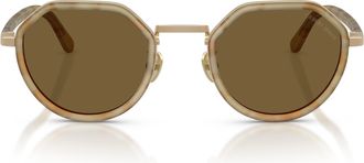 Giorgio Armani 0ar6181 Octagonal Frame Sunglasses with Translucent Beige Accents