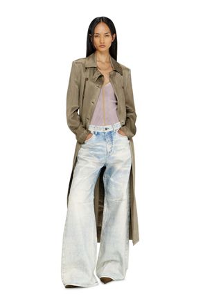 Diesel Trench coat in wrinkled satin - Jackets - Woman - Brown