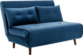 Vente-Unique Sof&aacute; cama de 2 plazas de terciopelo azul noche URIBIA