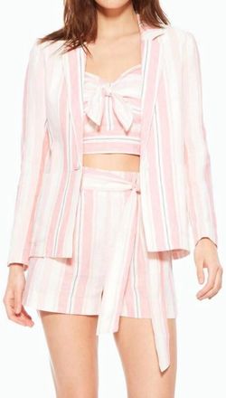 Parker Daren Candy Striped Linen Blazer Jacket In Pink