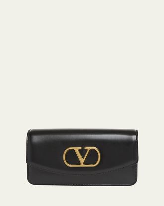 Valentino Garavani Vain Small VLOGO Leather Clutch Bag